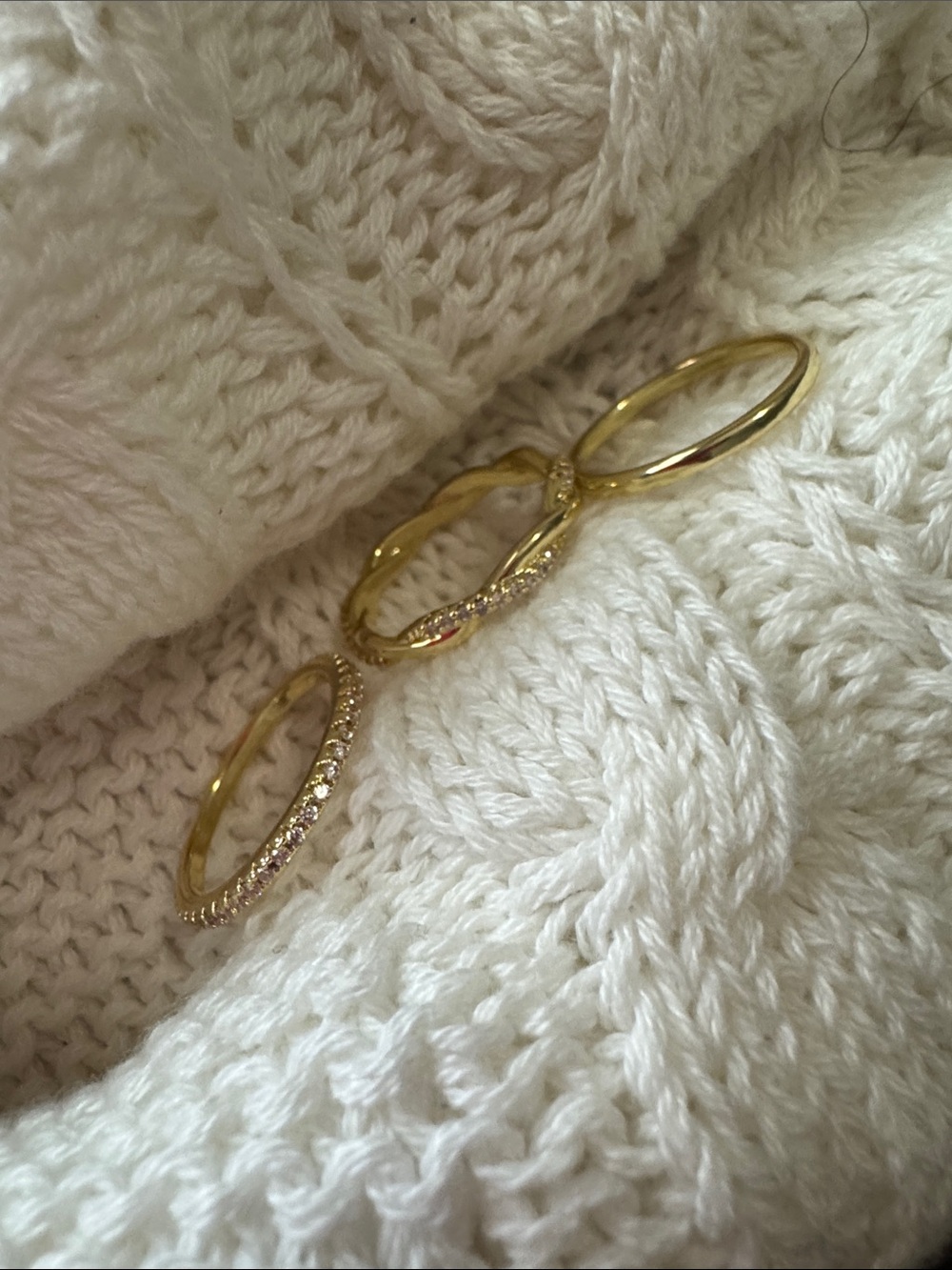 Gold plated Stacked Crystal Band Rings - Women Jewelry